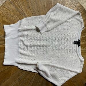 White House Black Market White Blouse with Textured Design